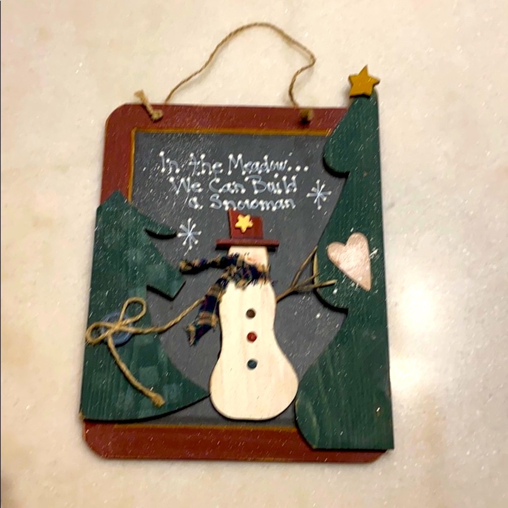 Holiday/Christmas “In The Meadow…We Can Build A Snowman” Wood Wall Hanging Decor